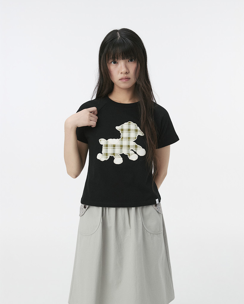 LITTLE SHEEP PATCH T-SHIRT, BLACK
