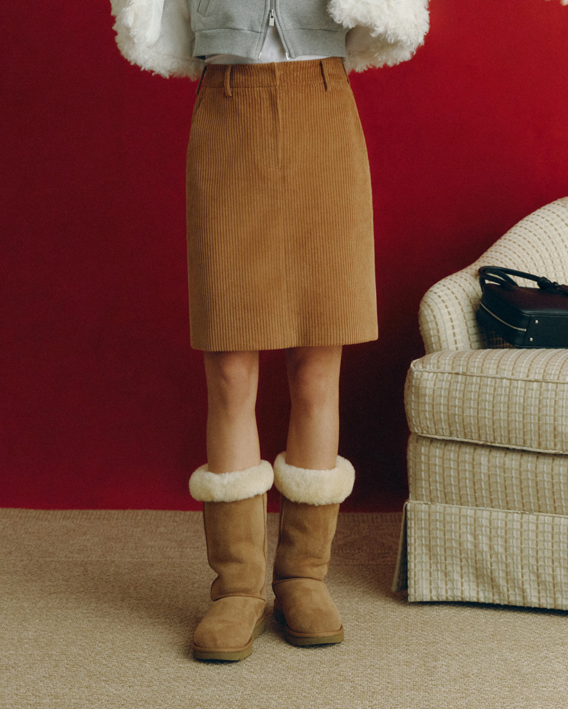 [nugu限定商品] Roya Corduroy Midi Skirt (Camel)