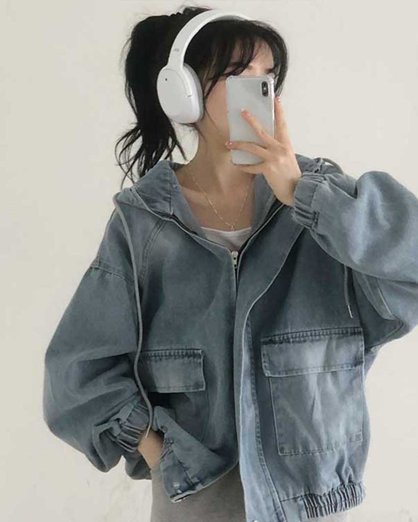 オーバーサイズカジュアルデニム2WAYパーカー