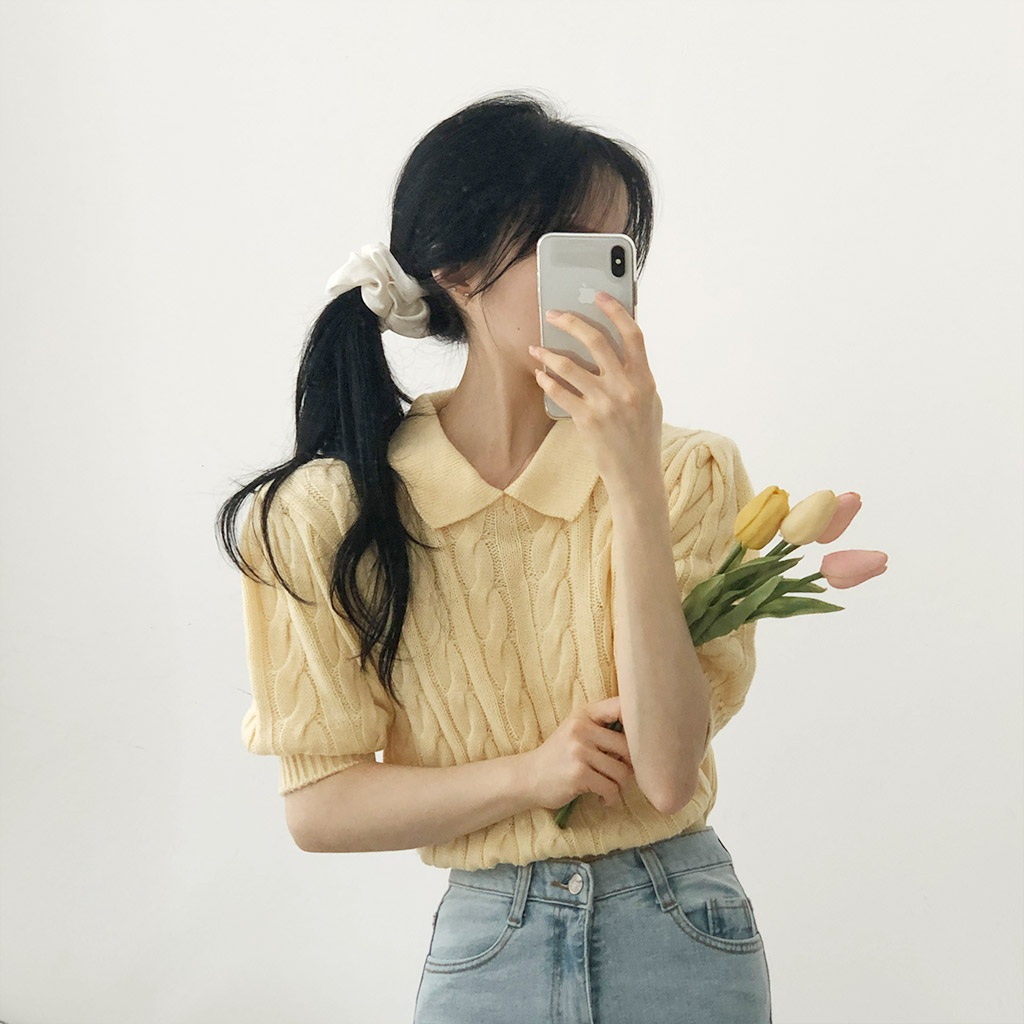 ツイストパフ半袖ニット