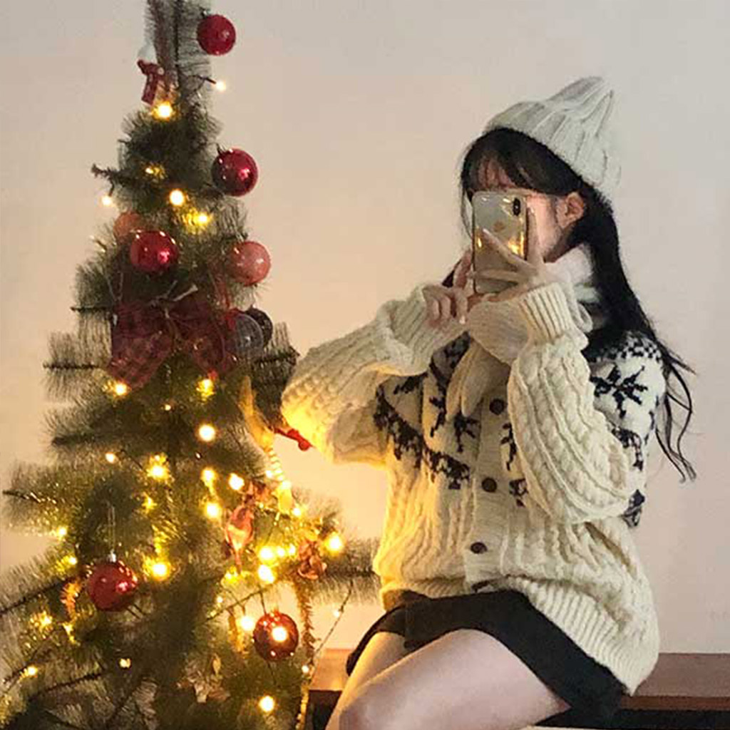 雪花ノルディック柄ニットカーディガン | ファッション通販サイト NUGU