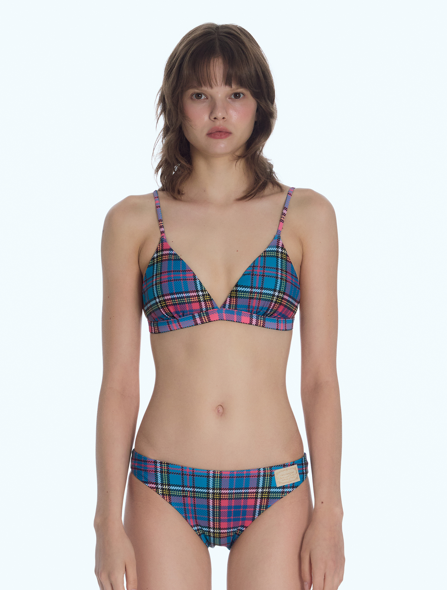 Triangle Reversible Bikini Top [Preppy Check_blue]