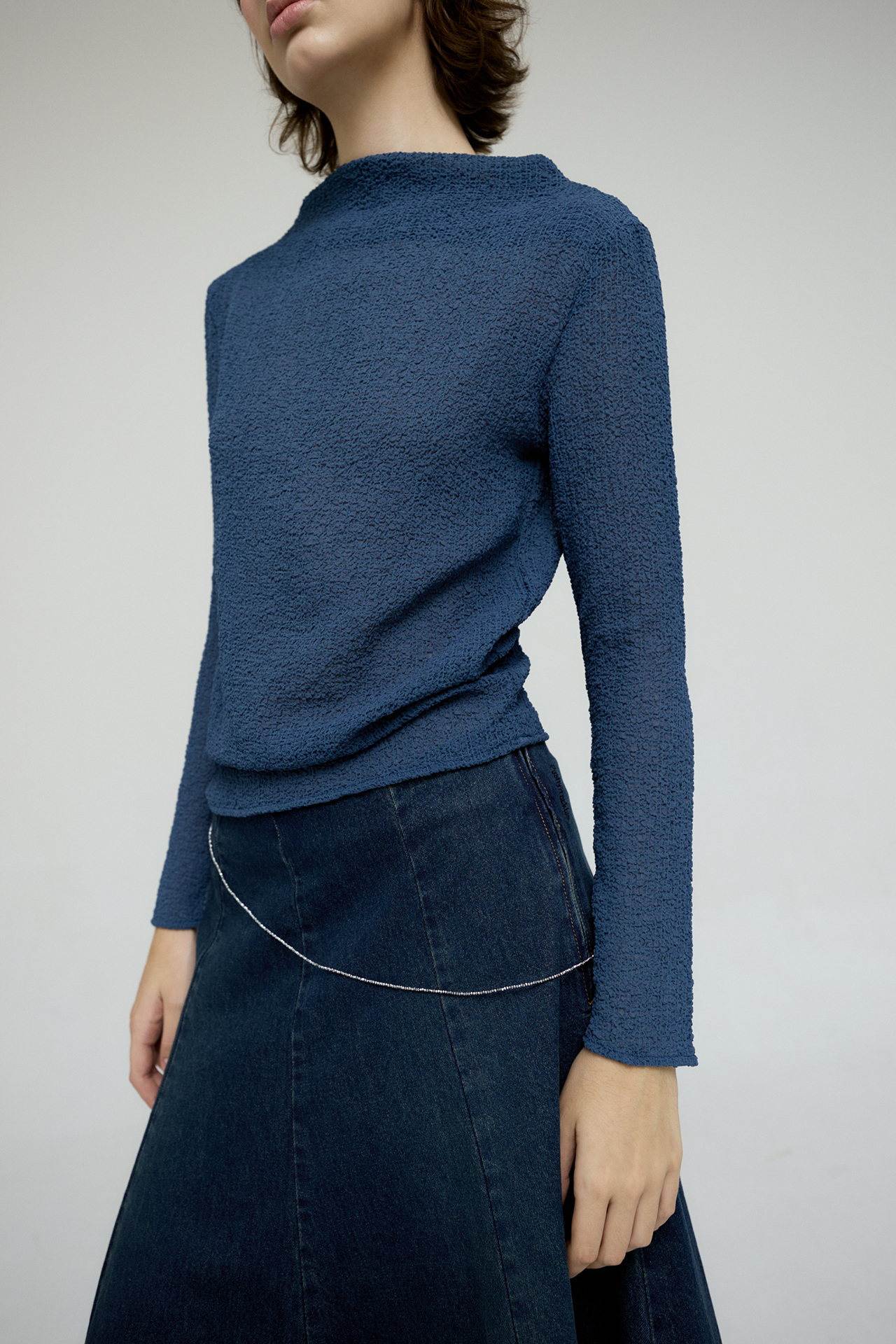 Textured Boat-Neck Top_Royal Blue