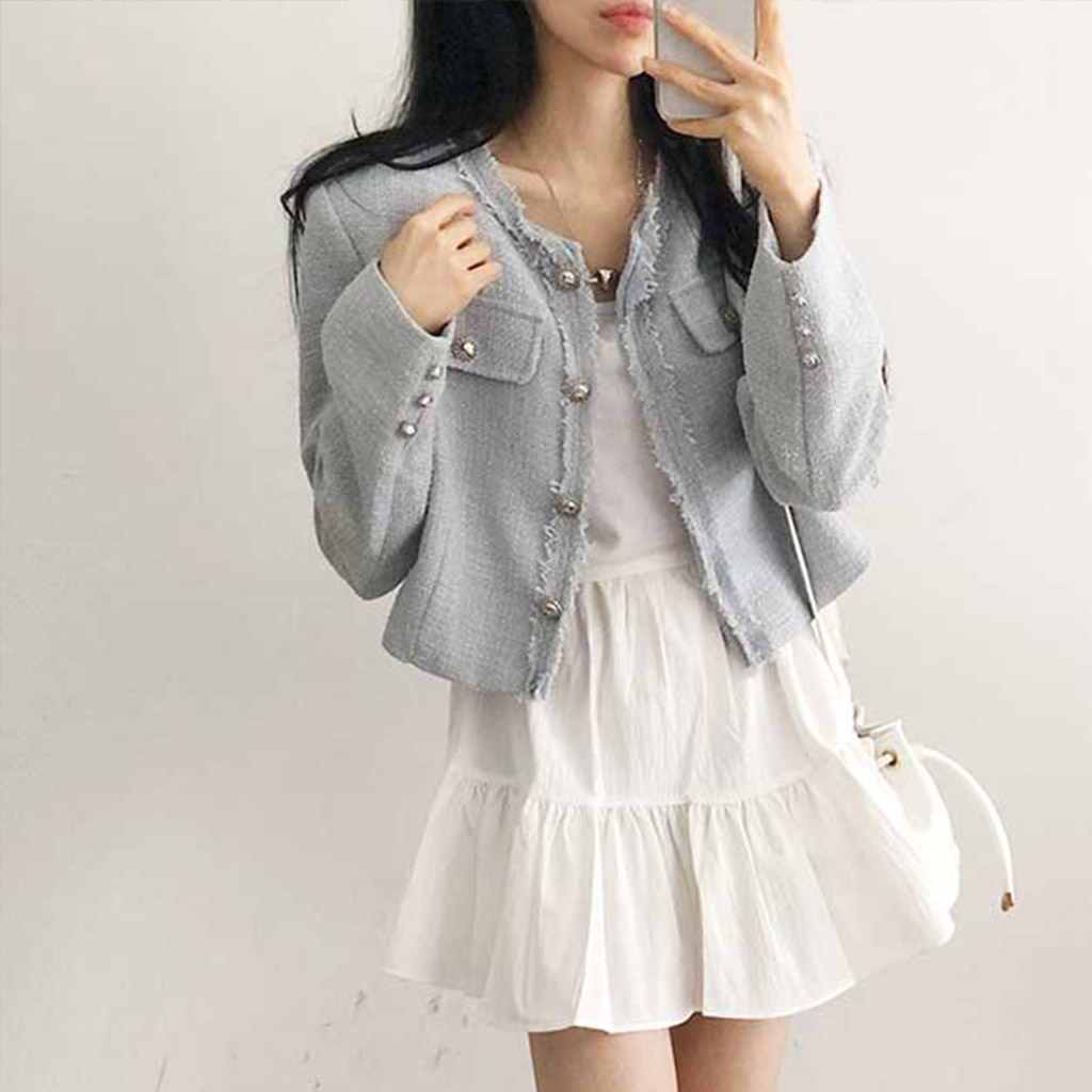 極美品♡ルネ♡ニットツイードジャケット CHANEL シャネル ノーカラー ツイード ニット ジャケット ココ