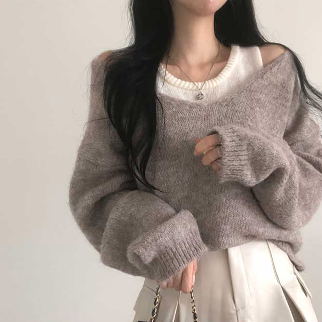 [3color/set]レイヤードニットノースリーブセット