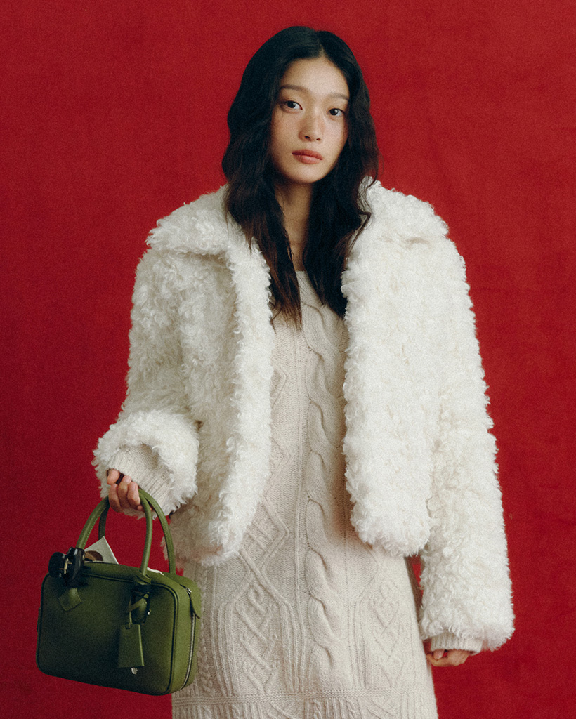 [nugu限定商品] Riko Curly Fur Jacket (Soft Cream)