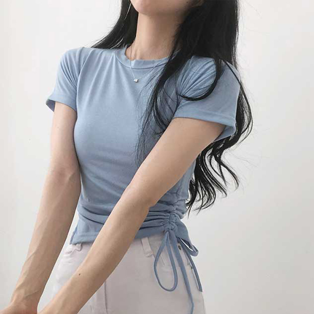 シャーリングラウンド半袖Tシャツ