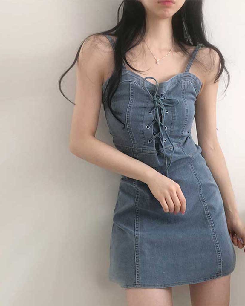 コルセットデニムビスチェキャミワンピース | ファッション通販サイト NUGU
