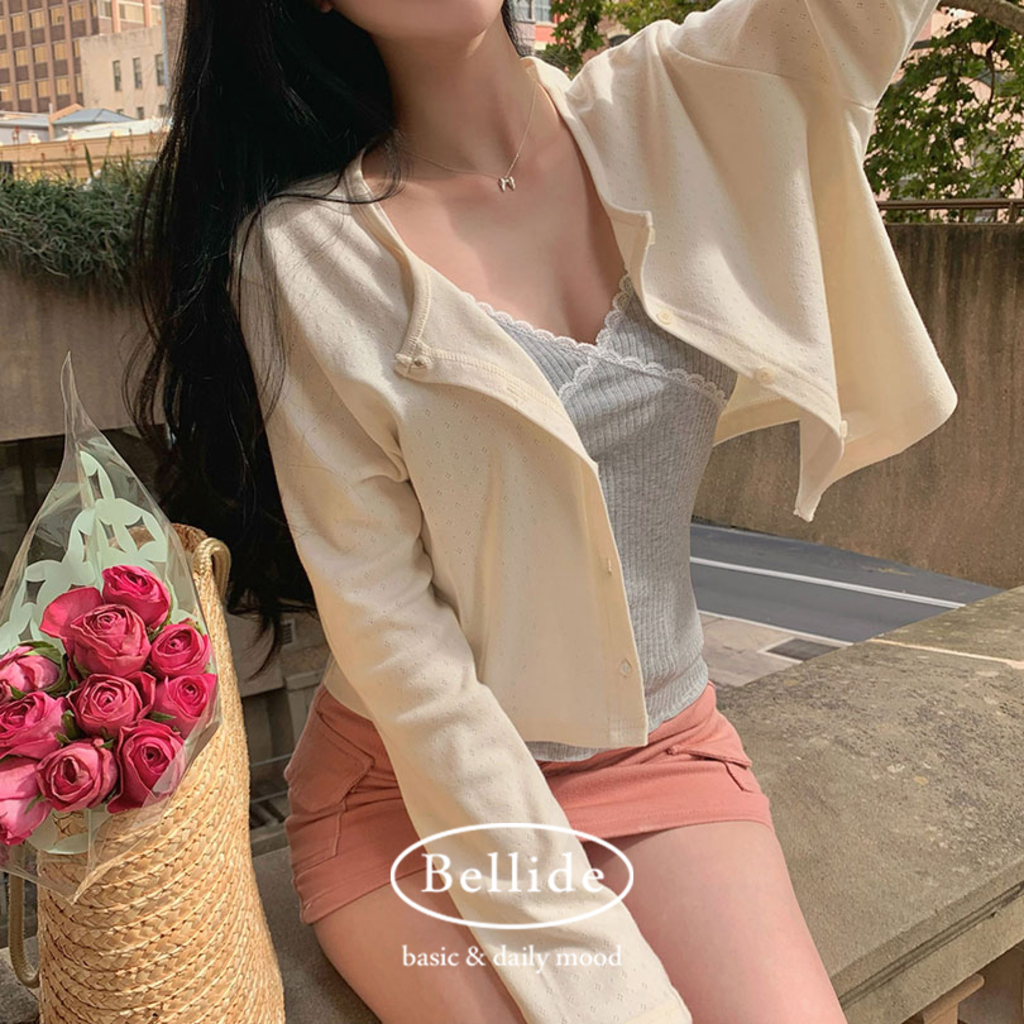 ORIGINAL) フラワーパンチングクロップドカーディガン | ファッション