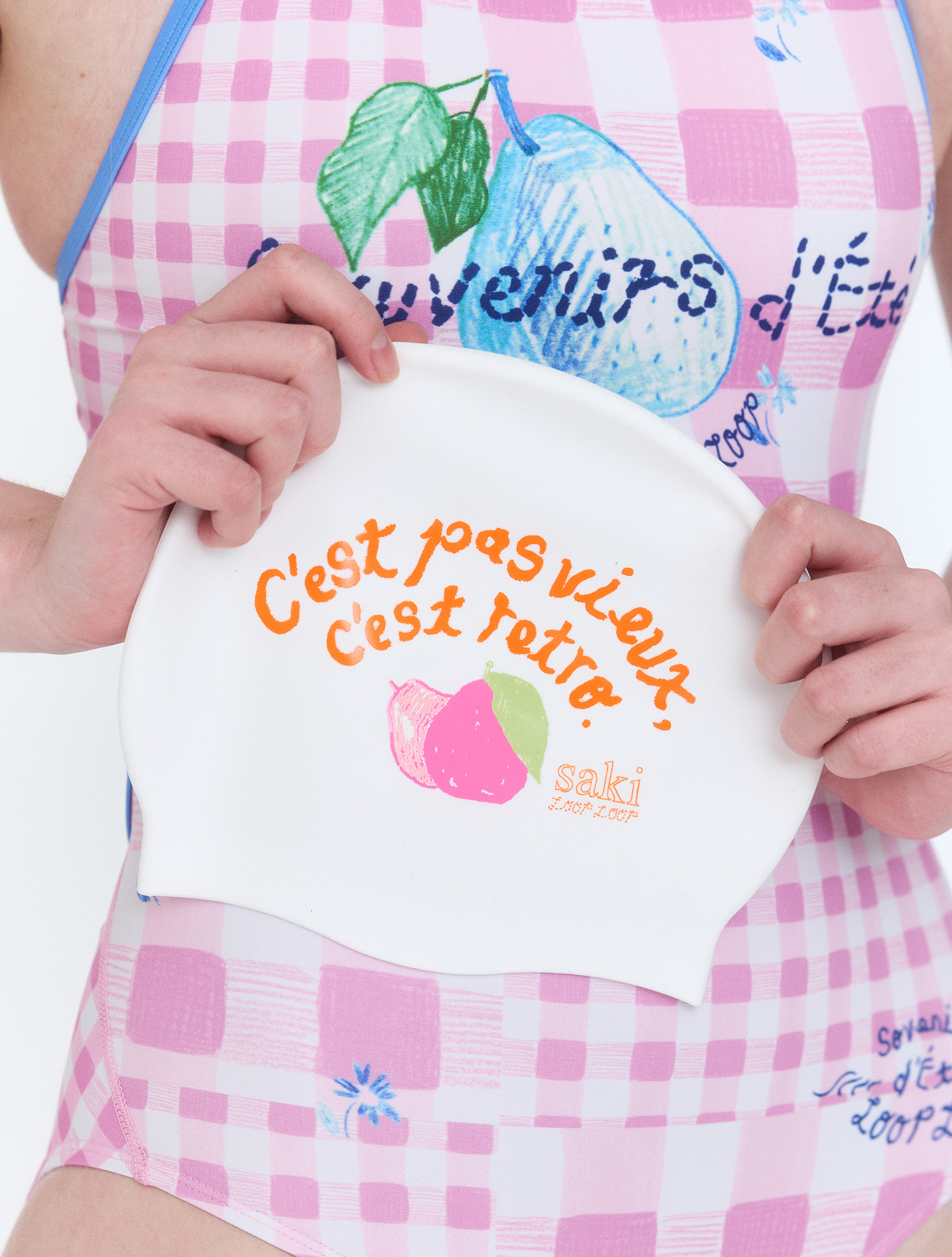LOOPLOOPxSAKI [Pastel Pear] Silicone Swim Cap