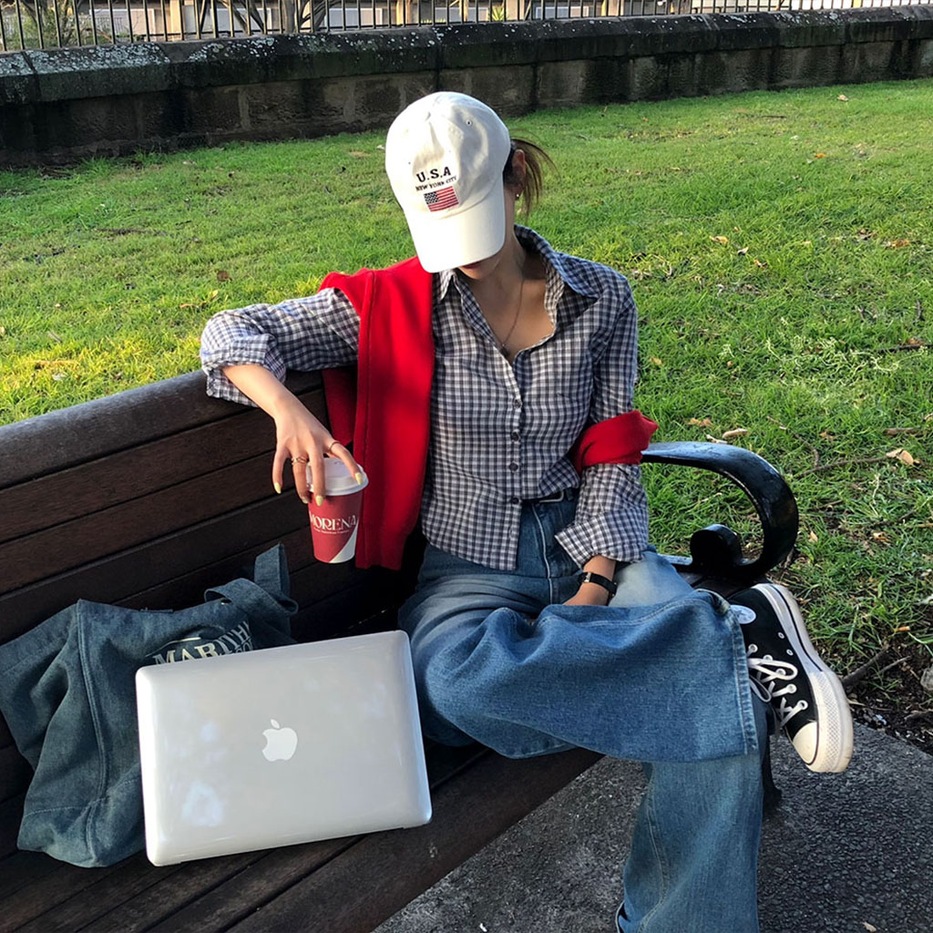 [original/選べる着丈]チェックスリムシャツ