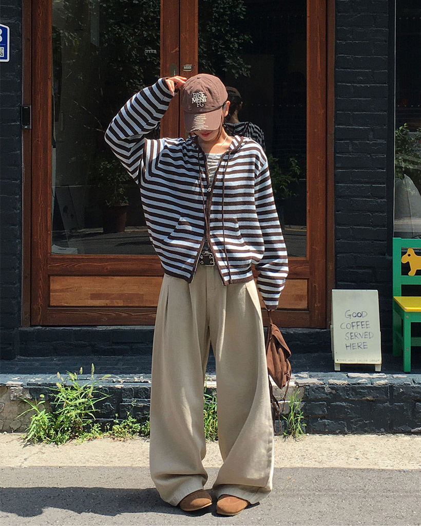 original] スペル フーディーボーダーニットジップアップ