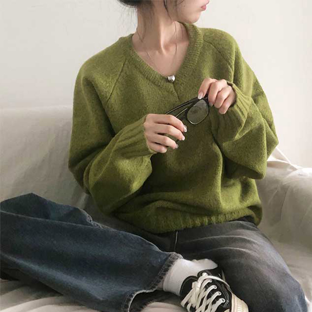 [9color]ふわふわVネックニット