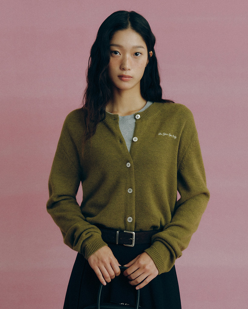 [nugu限定商品] River Wool Knit Cardigan (Deep Olive)