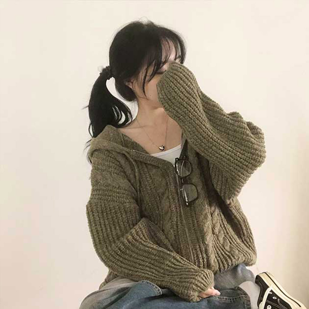 7color]ルーズツイストニットパーカー_秋服 | ファッション通販