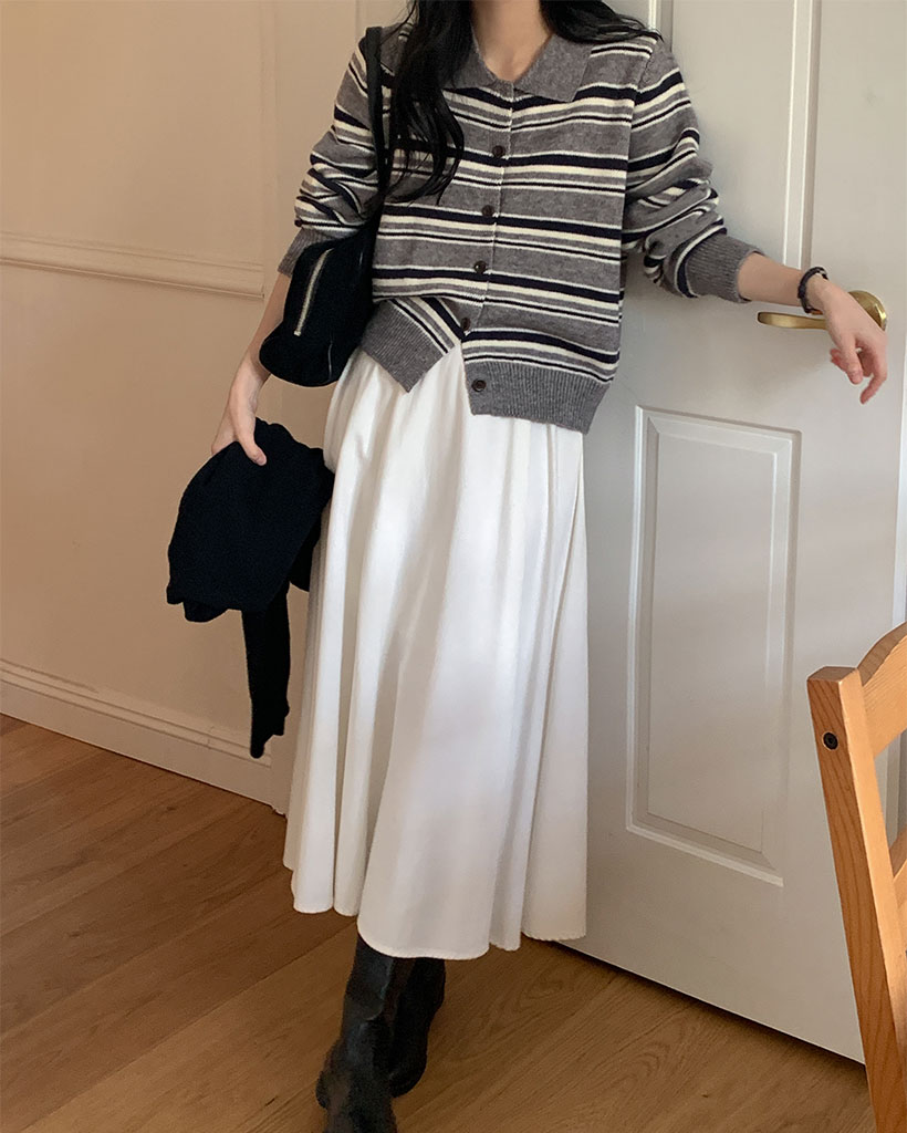 [made] Alibo cotton pin-tuck long skirt