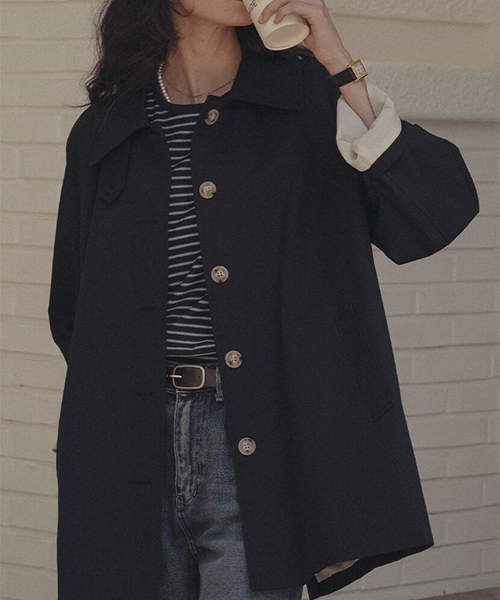 Mac half trench coat_Navy