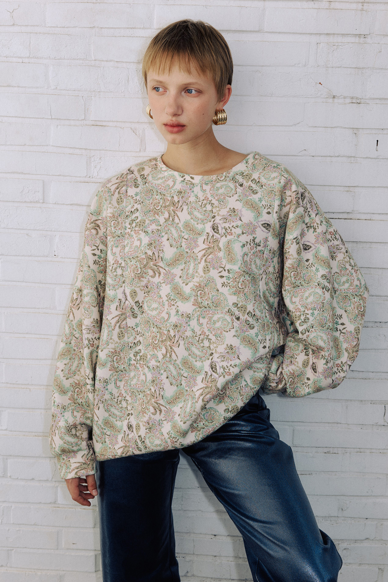 Paisley Printed Sweatshirt_Cream
