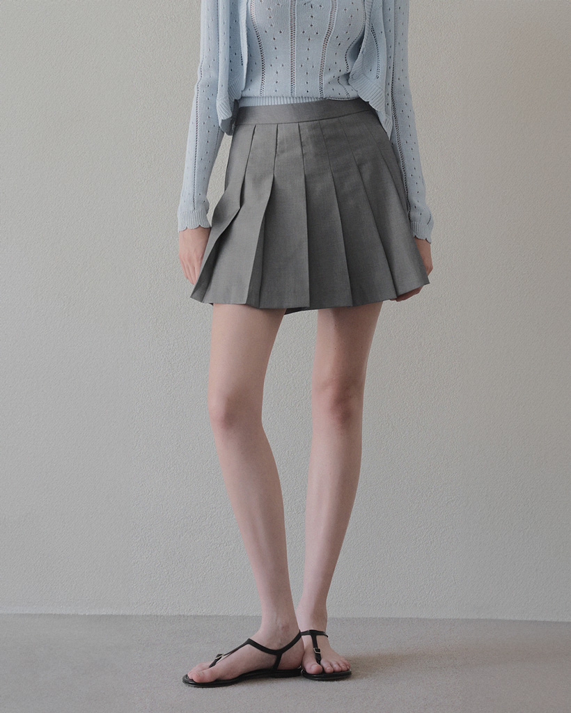 2way ribbon belt mini skirt/ウエストリボンタックミニスカート