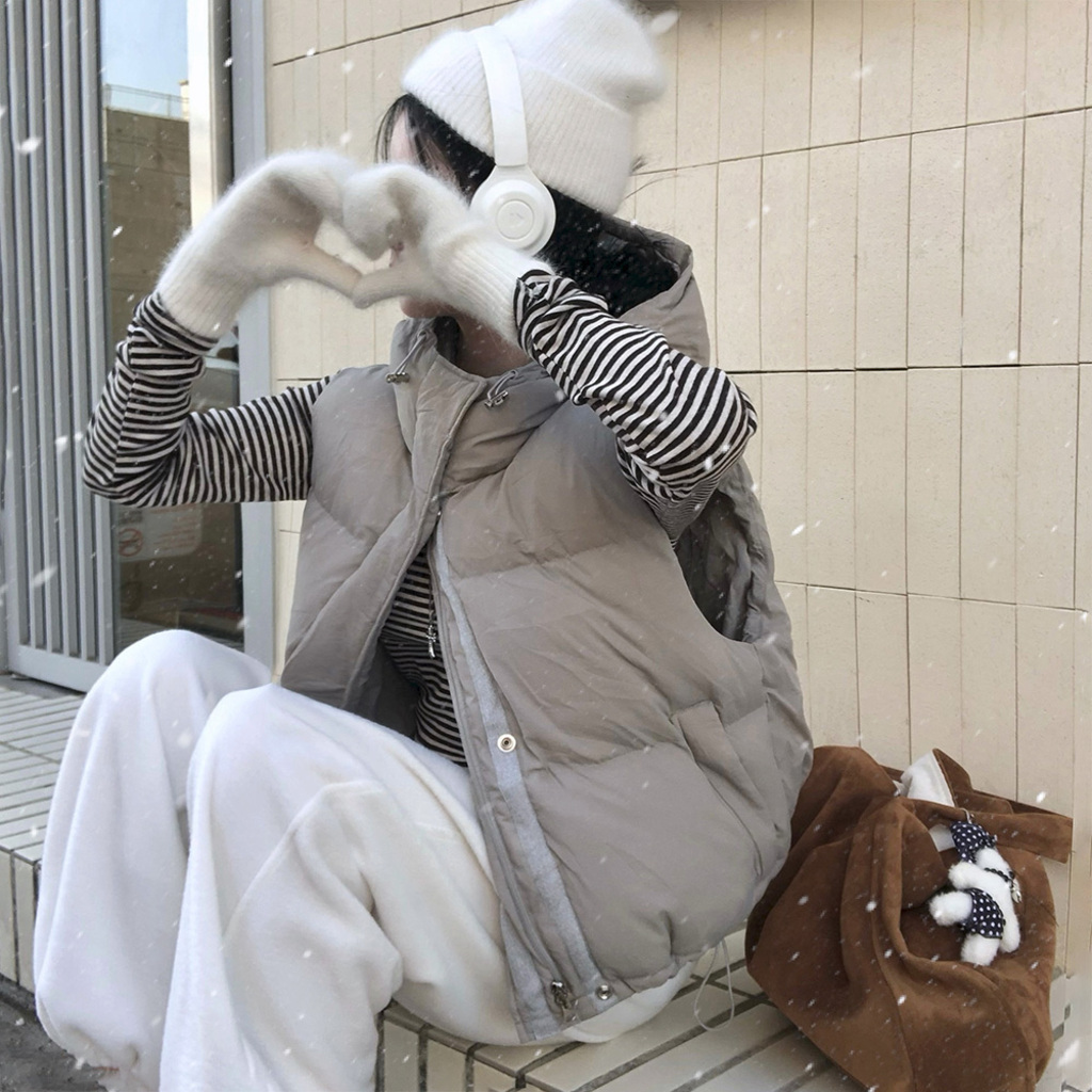 ORIGINAL) フード付き、ストリングダウンベスト | ファッション通販