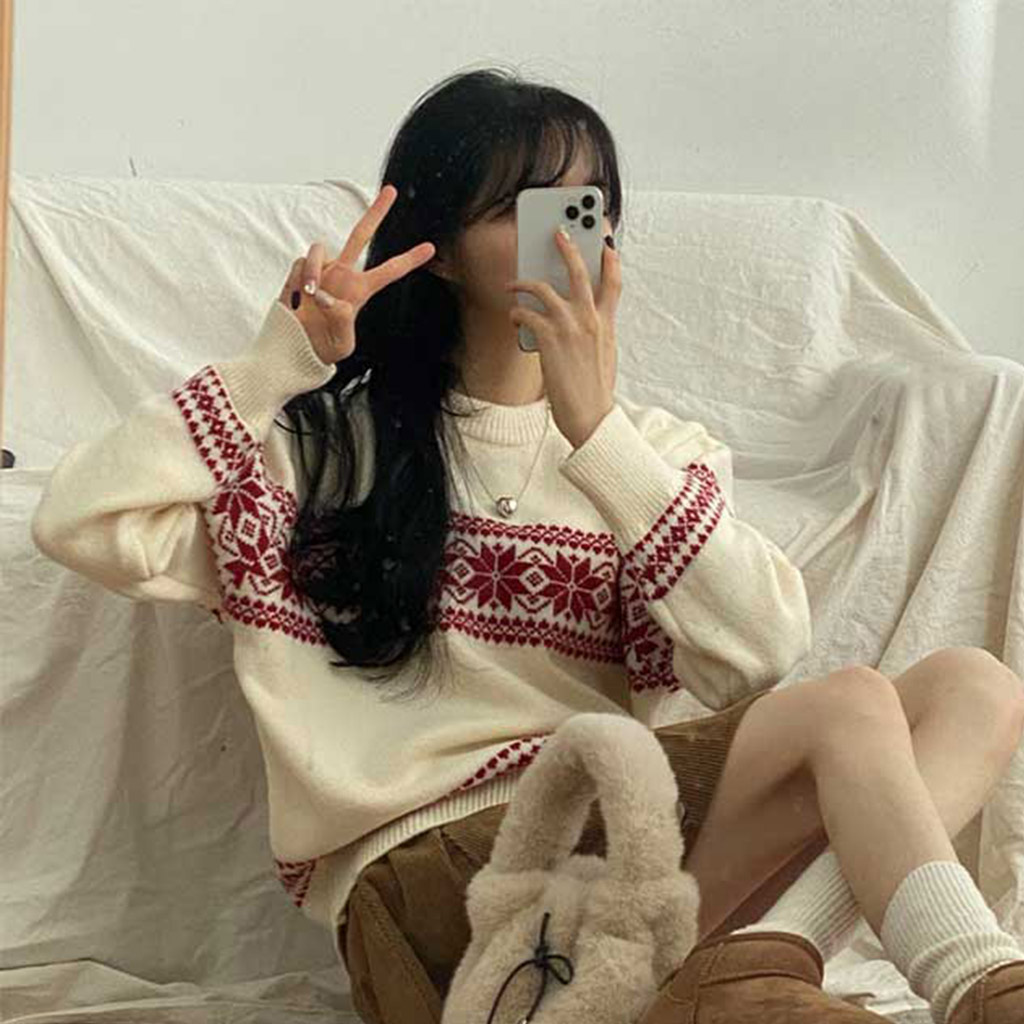 CLOTH & CROSS ノルディック柄セーター ノルディック柄セーター