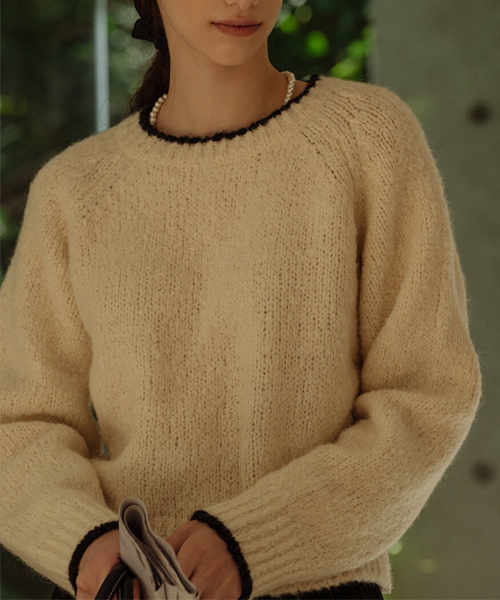 Alpaca coloring knit top_Ivory