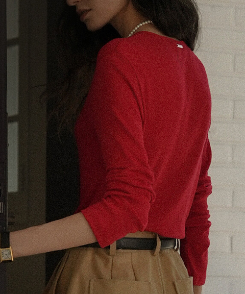 Modal basic slim t-shirt_Red