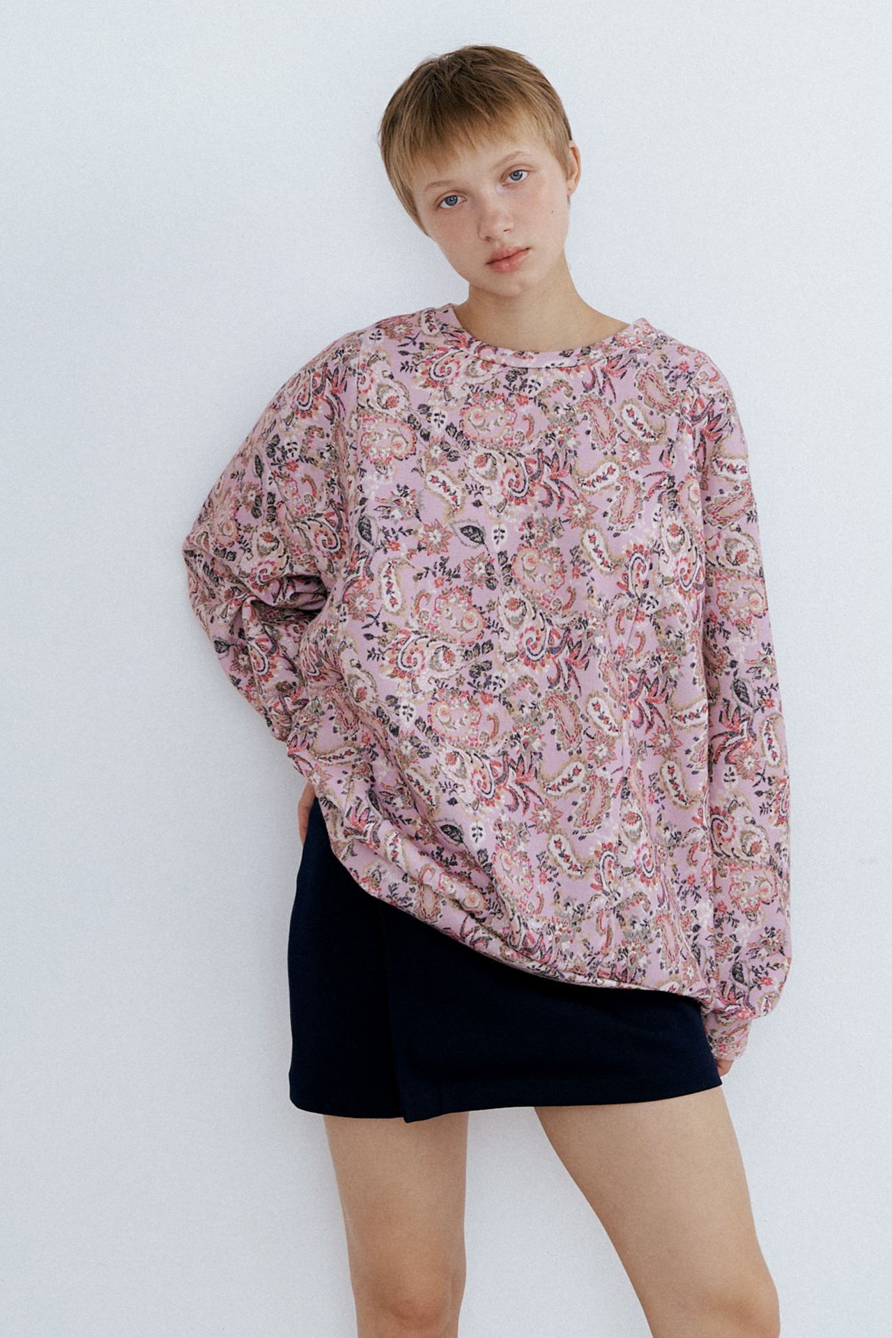 Paisley Printed Sweatshirt_Indy Pink