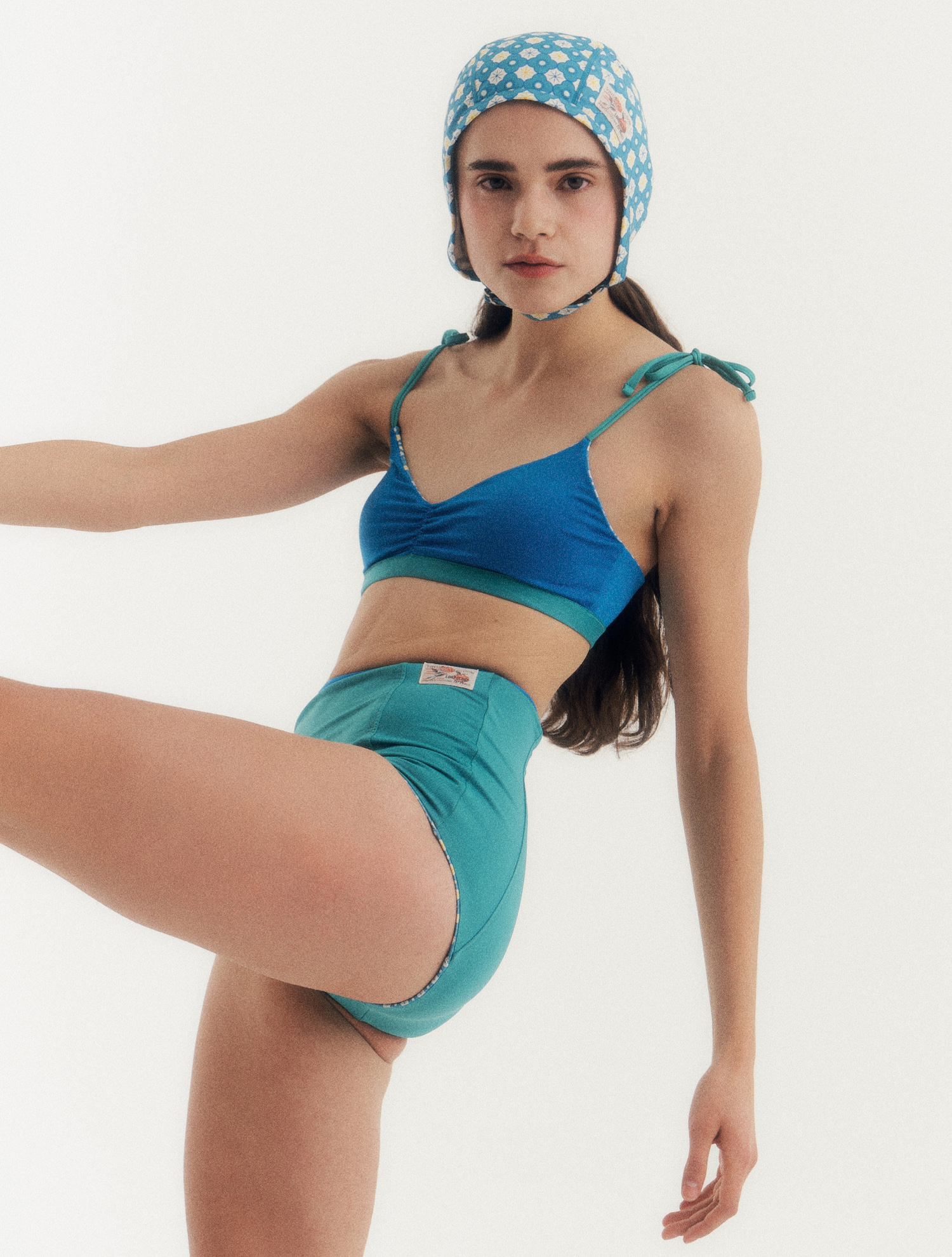 High Reversible Bikini Bottom [Granny sunflower_blue