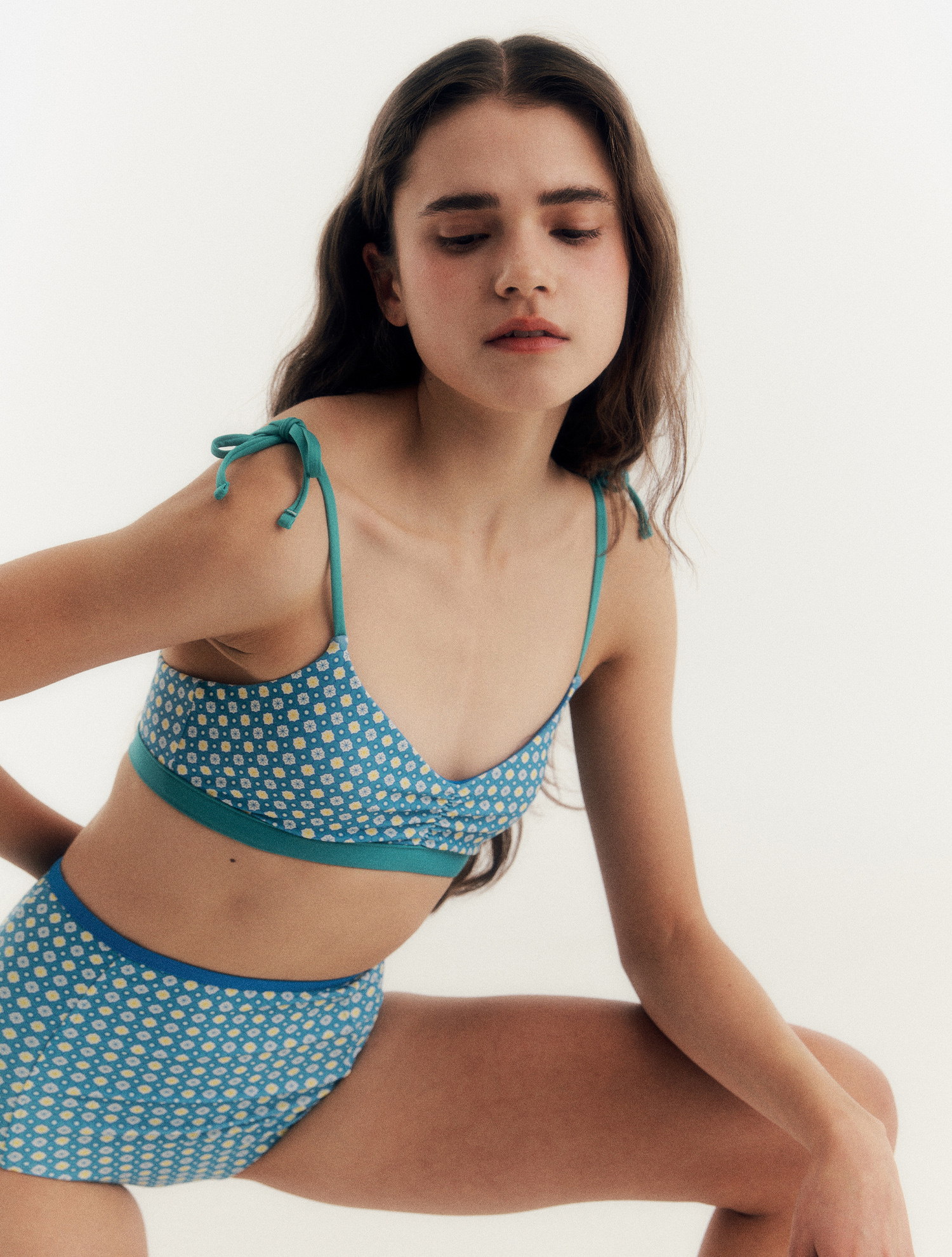 High Reversible Bikini Bottom [Granny sunflower_blue