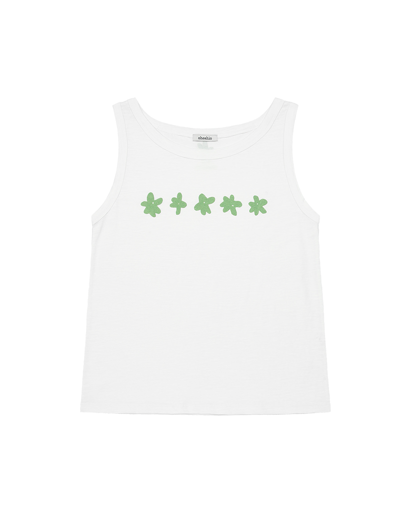 FLOWER PRINTING SLEEVELESS, WHITE