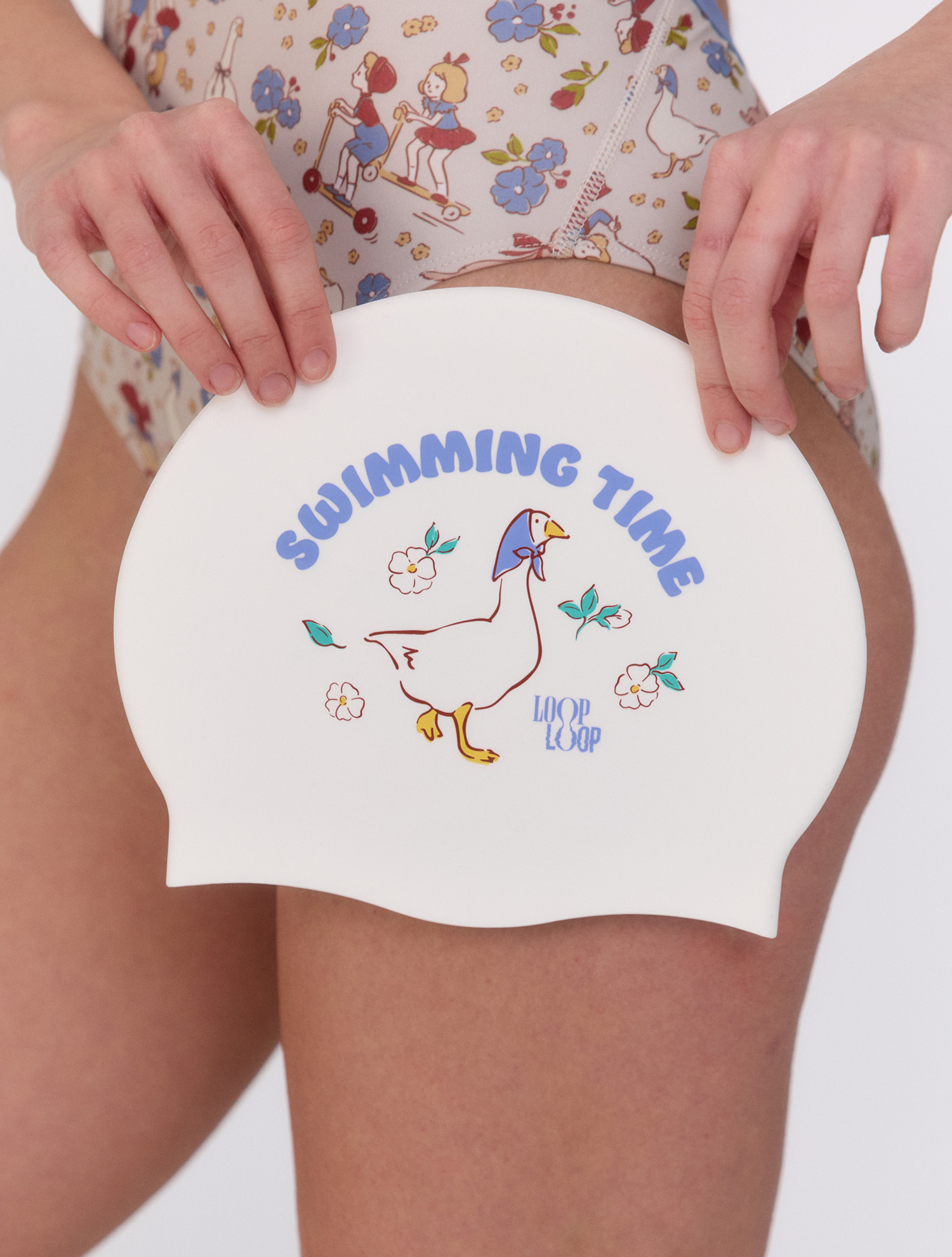 [Swimming Duck_Blue] Silicone Swim Cap