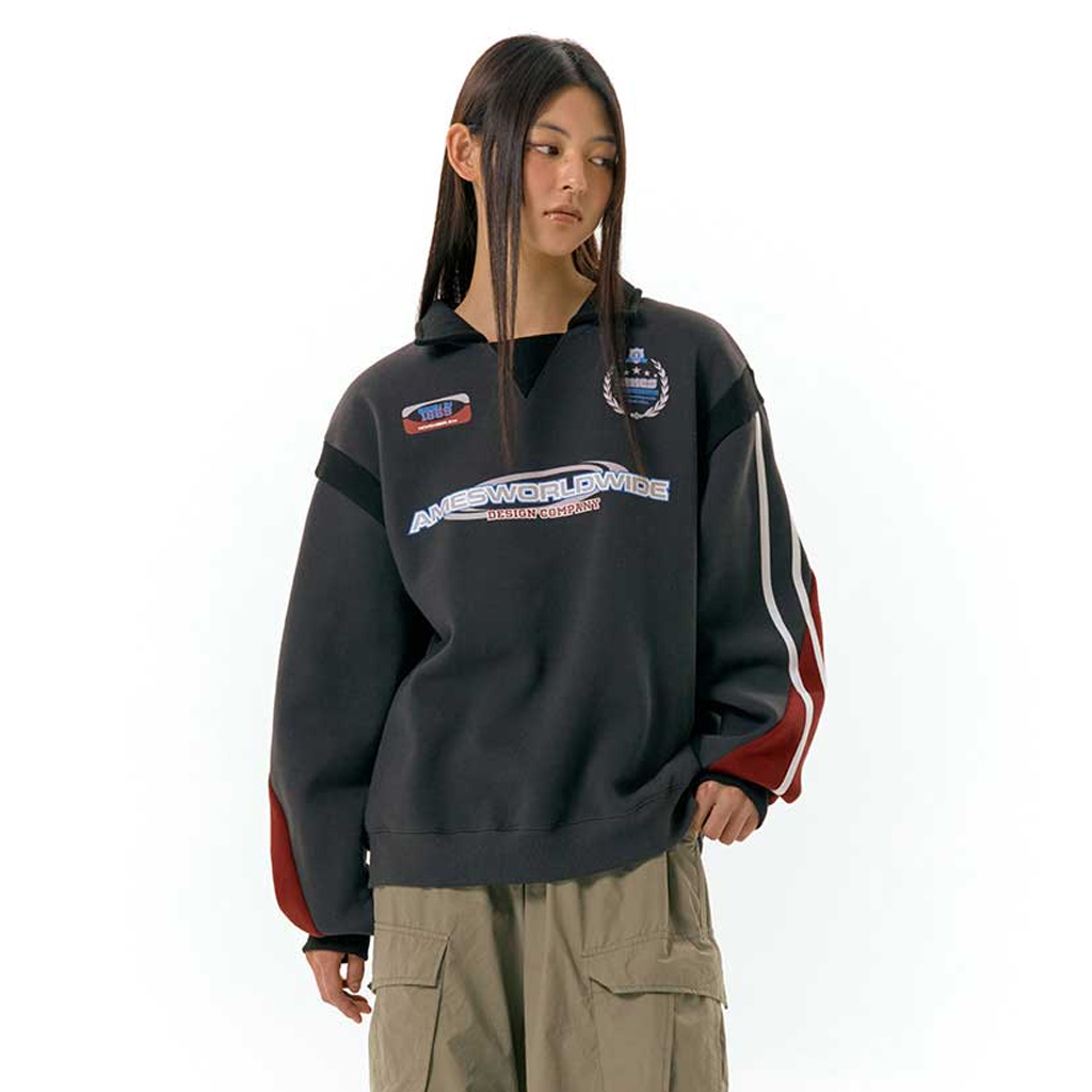 ★AMES-WORLDWIDE★SYMBOL LOGO HALF ZIP UP BLACK★正規品/人気 ☆AMES-WORLDWIDE☆SYMBOL LOGO HALF ZIP UP BLACK☆正規品/人気