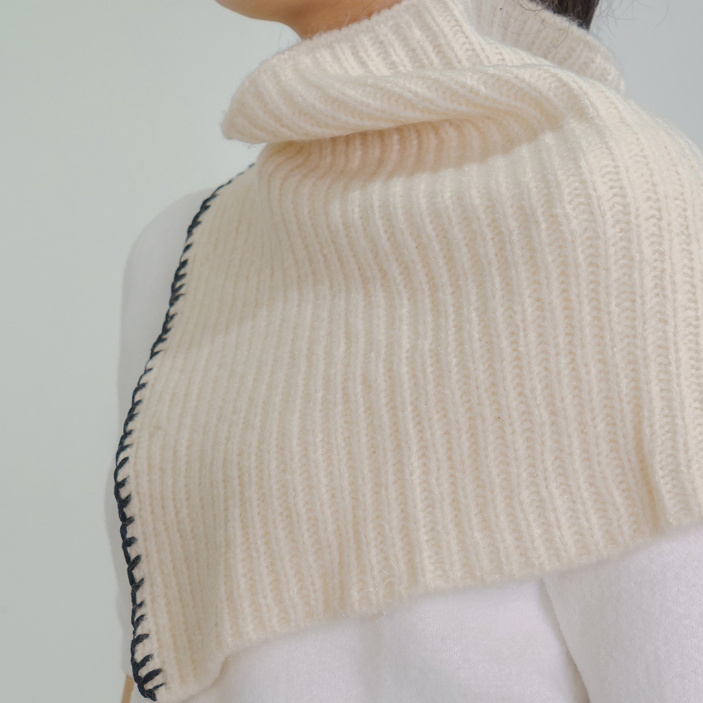 OPEN YY ストライプ 刺繍 ニットマフラー OPEN YY ストライプ ニットマフラー