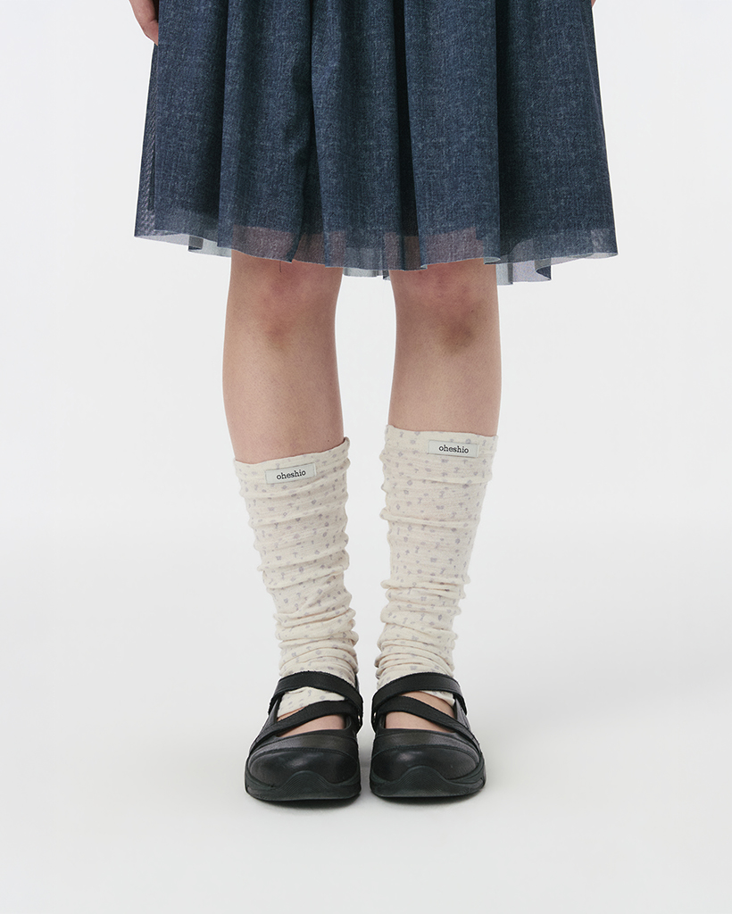 KEY PATTERNED KNEE SOCKS, IVORY