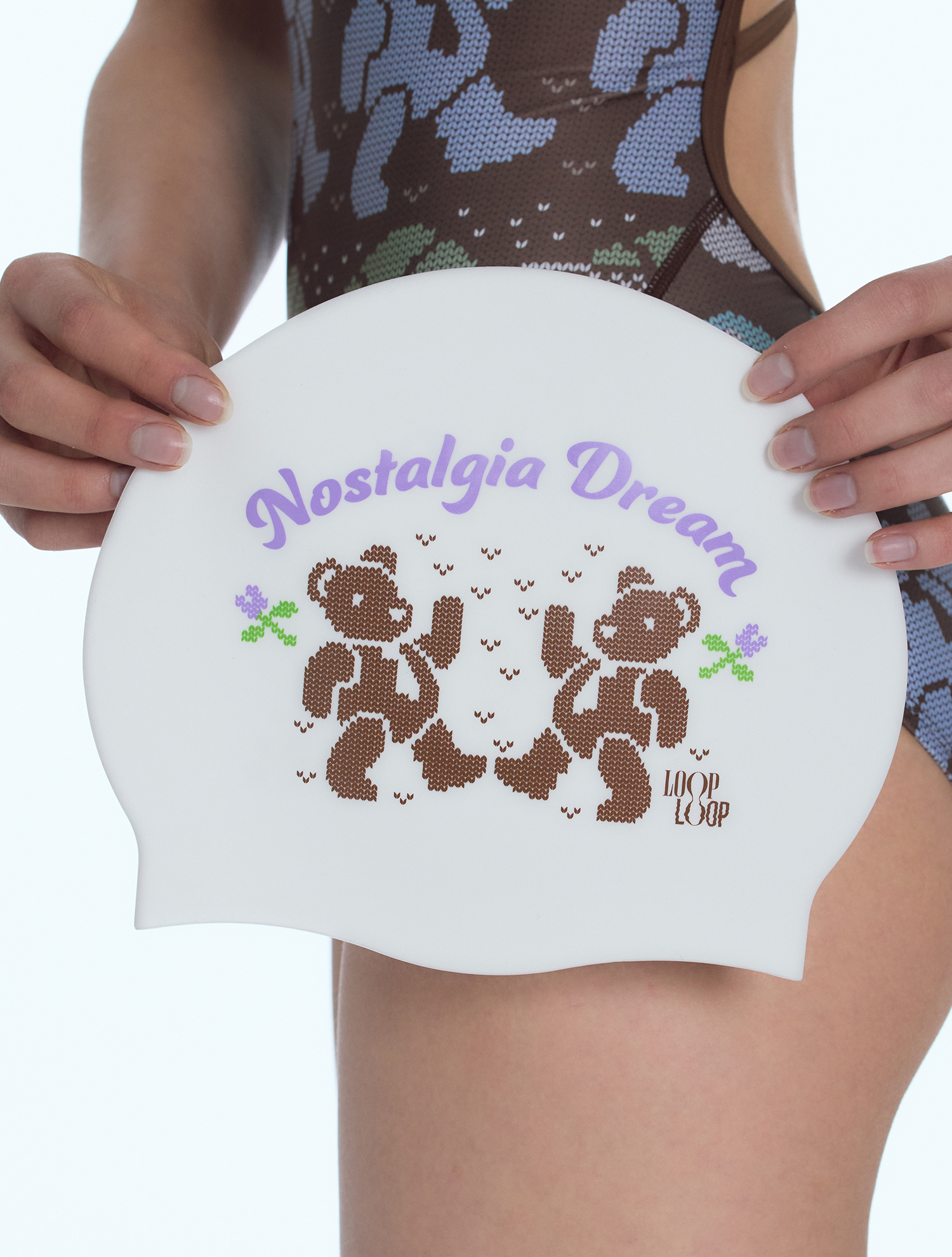 [Winter Bear_brown] Silicone Swim Cap