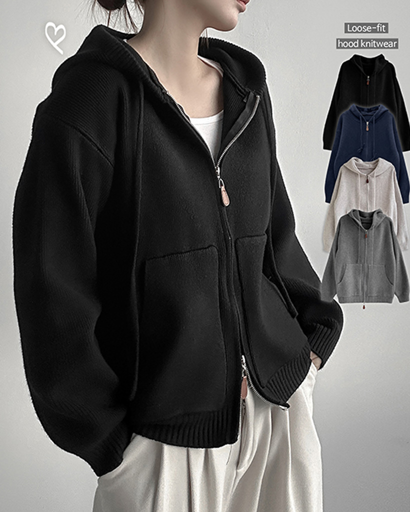 ニットジップアップパーカー