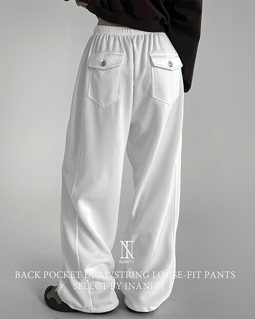 (3color)[丈が選べる]バックポケットウエストゴムワイドパンツ