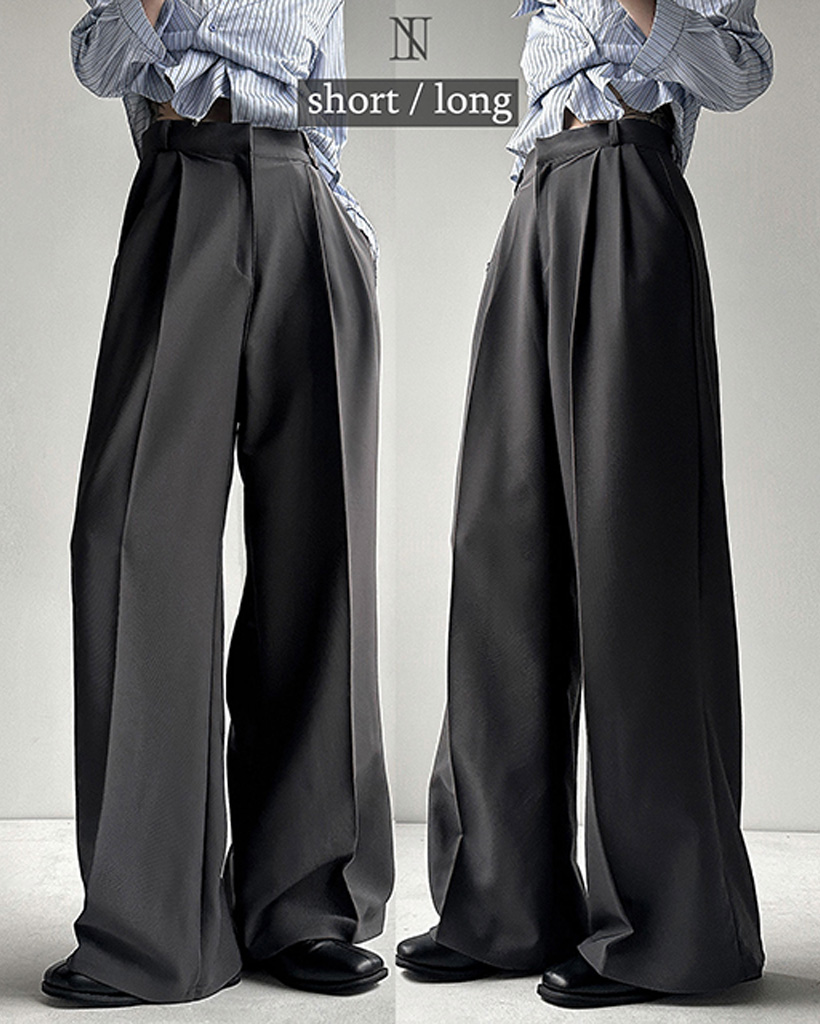 ハイウエストタック入りワイドスラックス