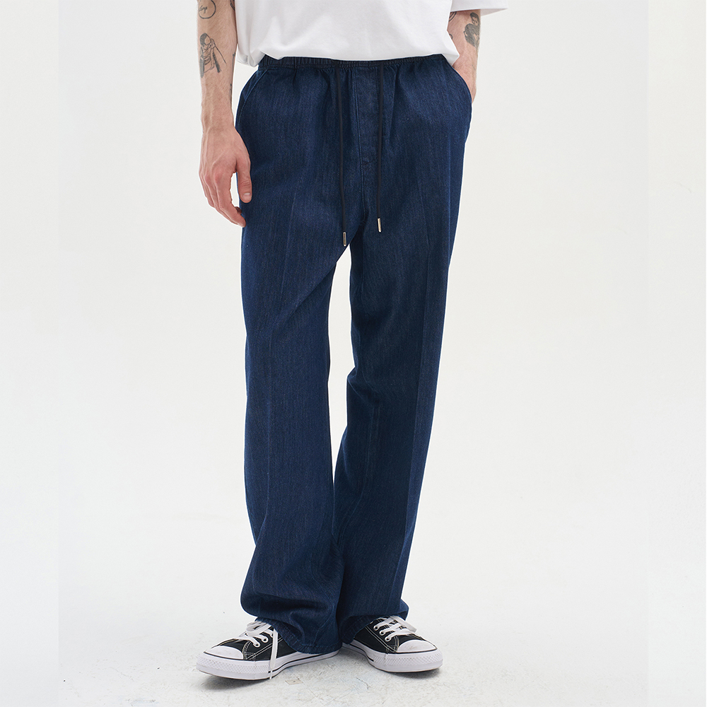 デニム・ジーパン Banding One Tuck Wide Denim Pants Deep Blue ONE TUCK WIDE BANDING DENIM PANTS [SOFT DEEP BLUE