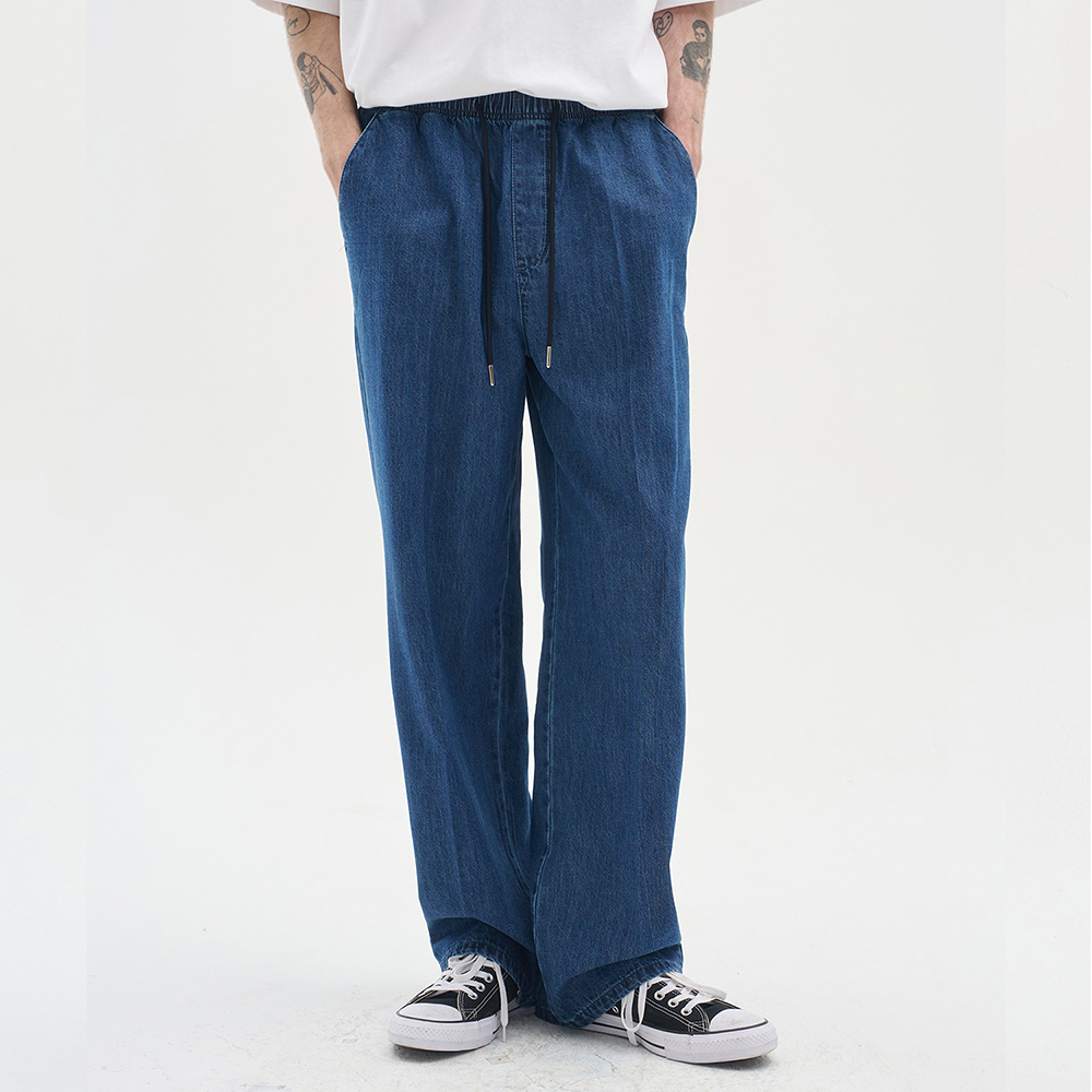 Summer Bendable Wide Denim Pants_Medium Indigo