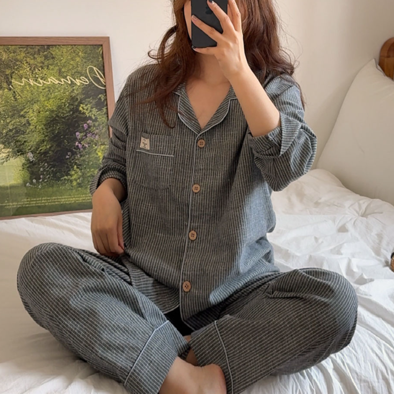 パジャマ19 4color]エントストライプパジャマセット | ファッション通販