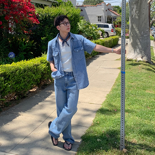 ★ JEANS★ ウォッシュド 半袖Tシャツ サマー半袖ポケットウォッシュデニムシャツ | ファッション通販