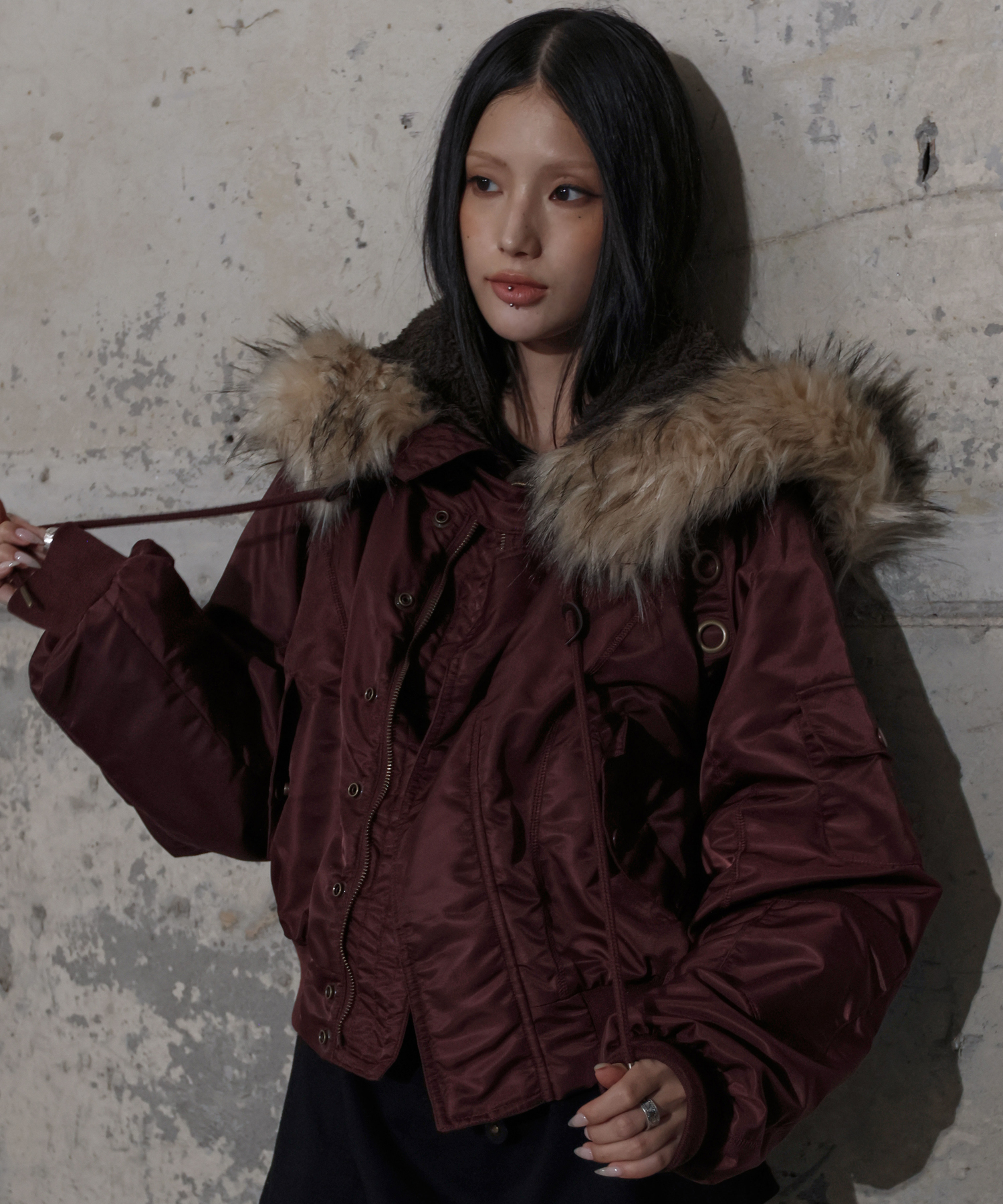 EYELET FUR MA-1 (BURGUNDY) F25ZA003 | ファッション通販サイト NUGU