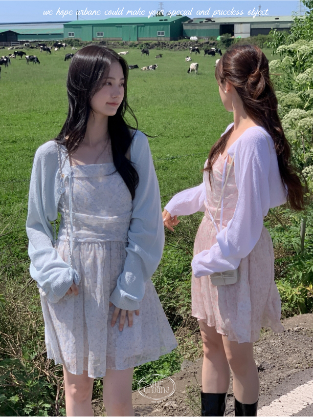 original]フラワーシフォンロングミニキャミワンピース | ファッション