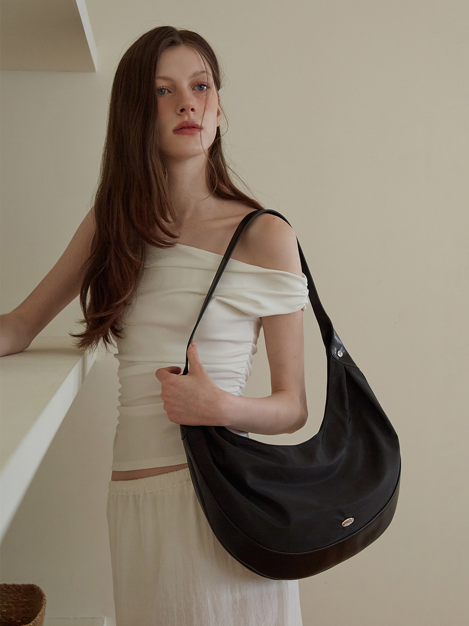 GLADY SILVER CHAIN LEATHER SHOULDER BAG UNISEX