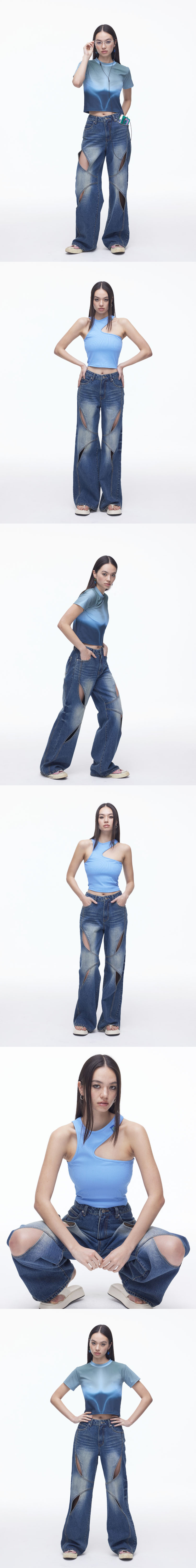 Cat Eye Cut out denim pants | ファッション通販サイト NUGU