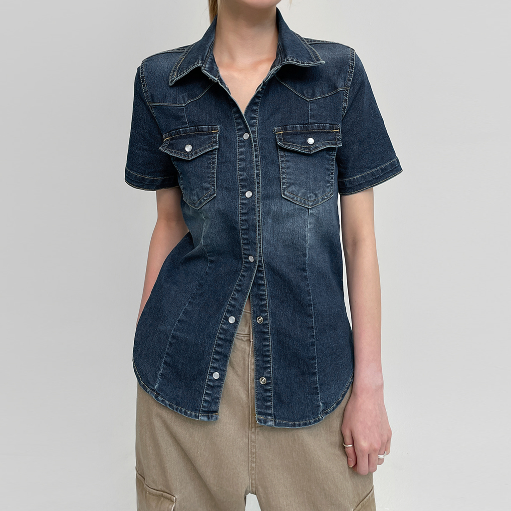 デニム調の半袖シャツ アルミト半袖デニムシャツ | ファッション通販サイト NUGU