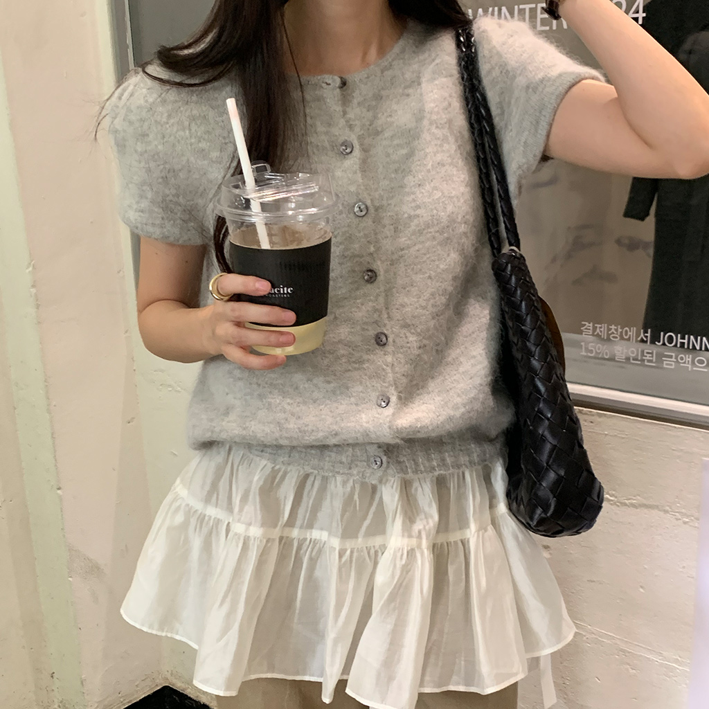 半袖　ウール　カシミヤ　アンゴラ　ニット　カーディガン　S ROPÉ(ロペ) / フォックスカシミヤニットカーディガン/イージーケア