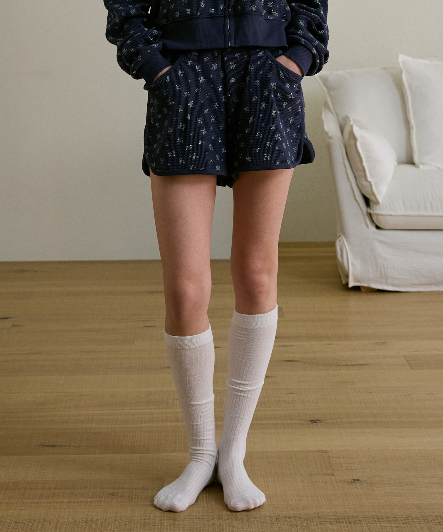 Andy Flower Waffle Hood Zip-up (Oatmeal) | ファッション通販